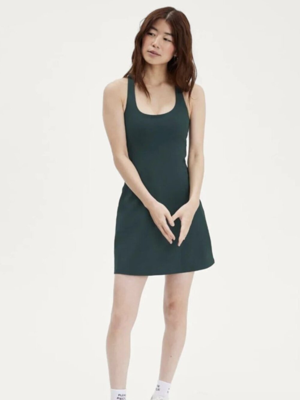 Girlfriend Collective Dress Paloma Racerback Workout Athletic Dark Green Emerald